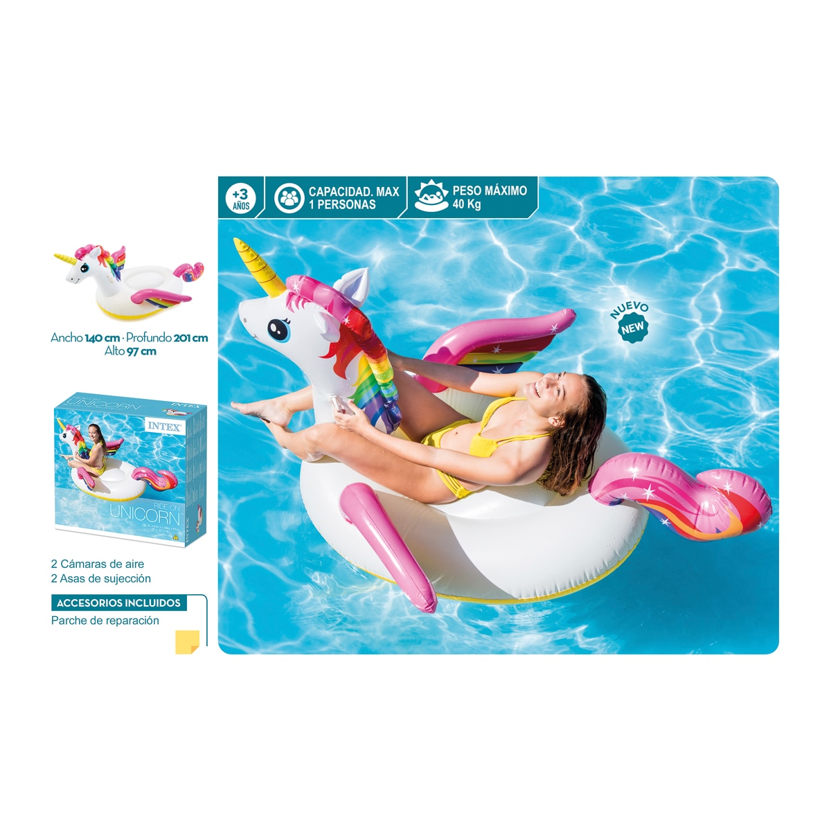 Unicornio hinchable tamaño mediano INTEX 3