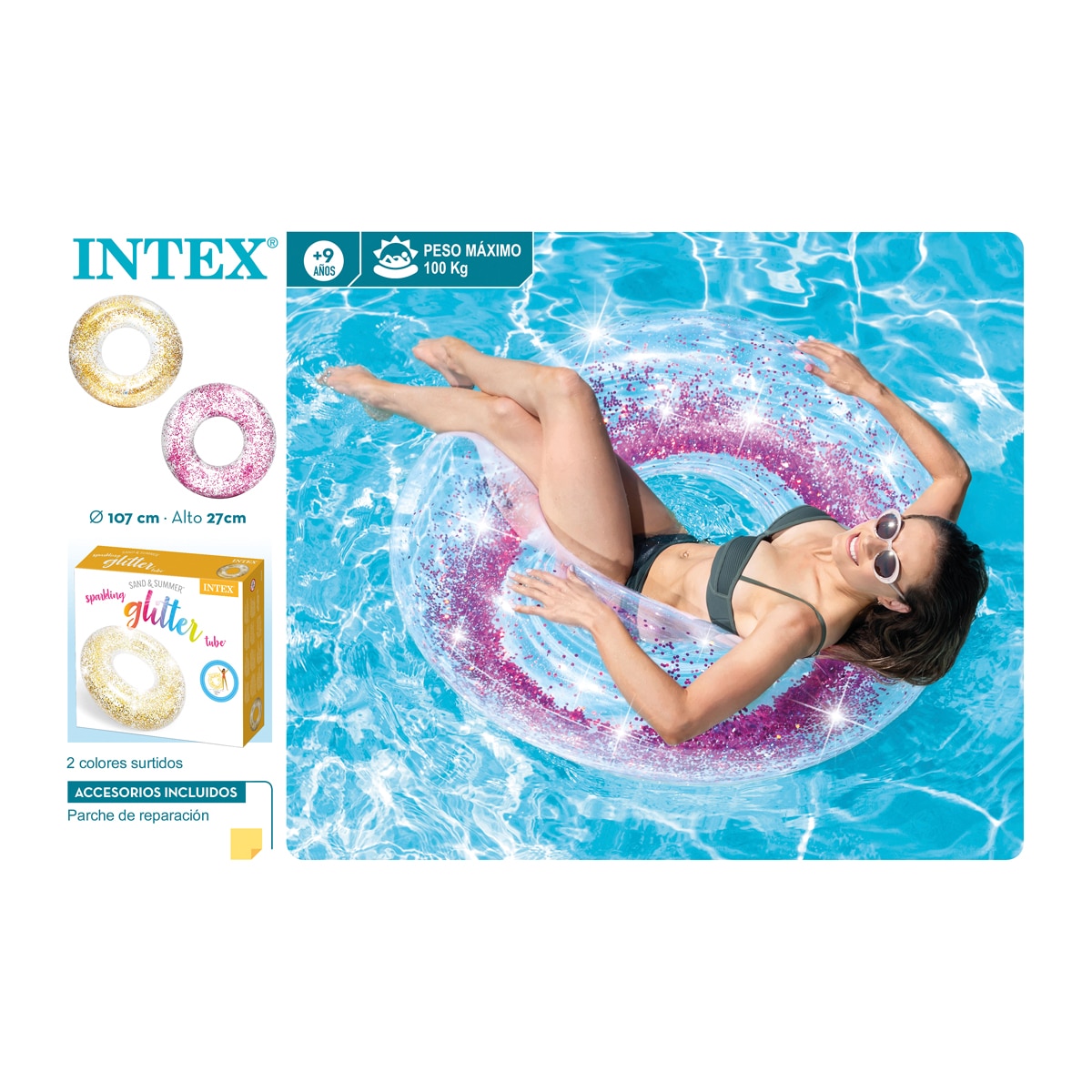 Boia Roda Glitter Transparente Intex 3