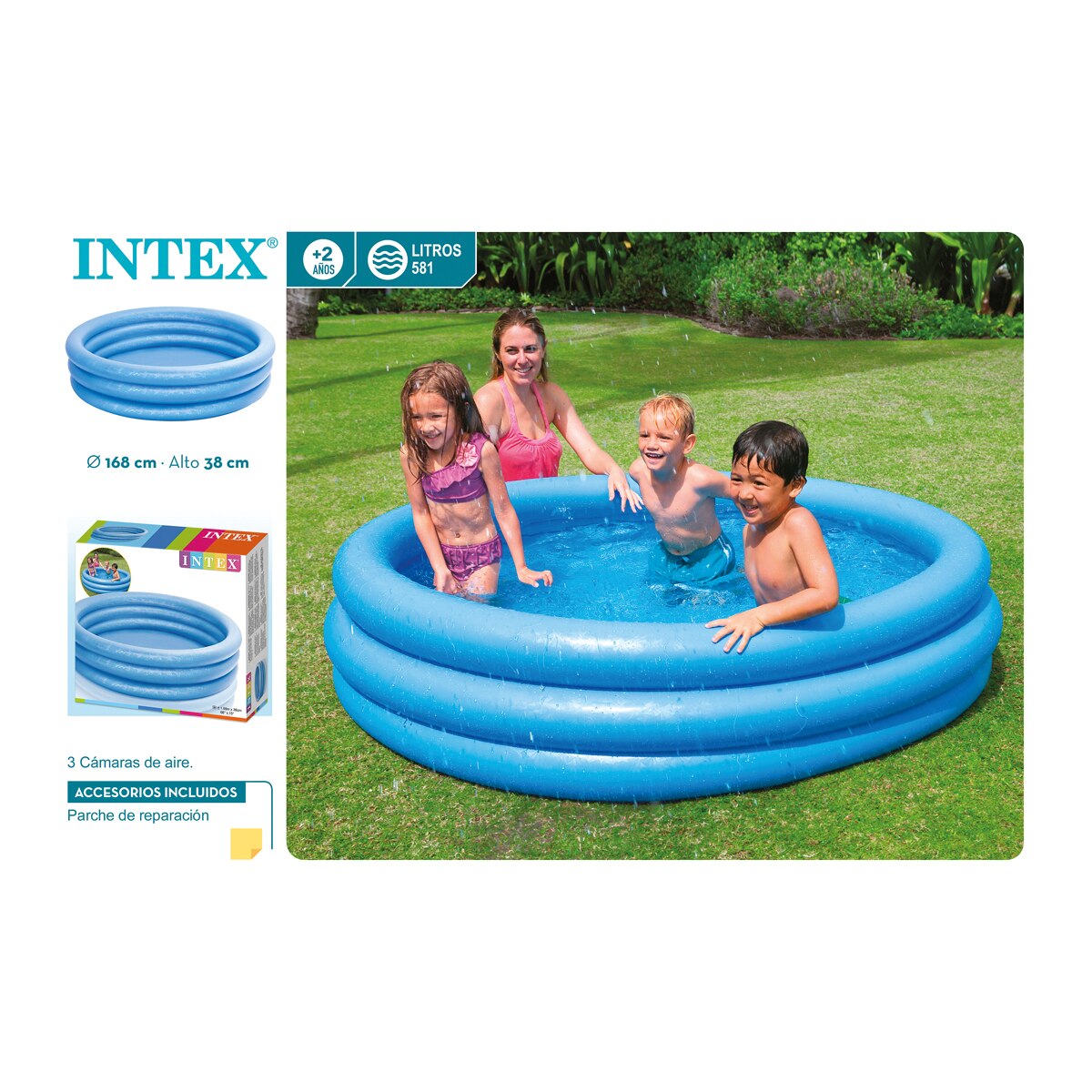 Piscina Insuflável com 3 Anéis Azul 3