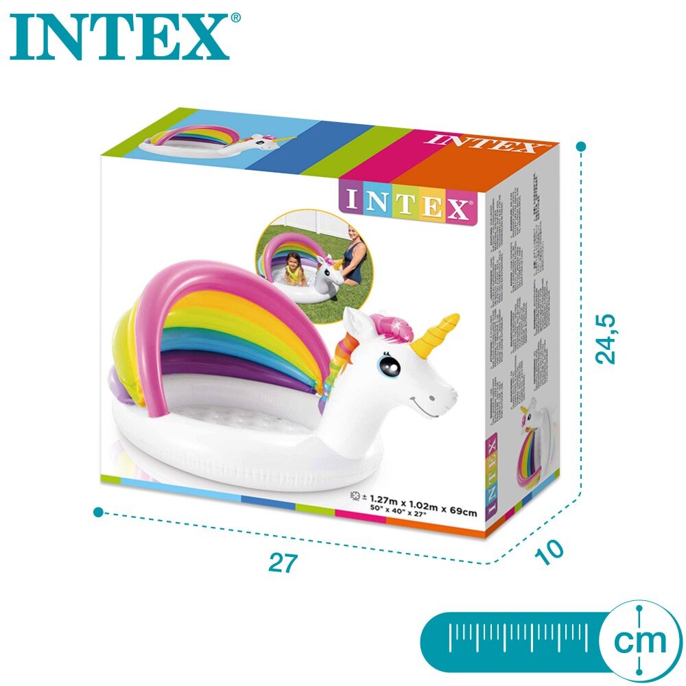 Piscina Insuflável para Bebé com Toldo Unicórnio 2