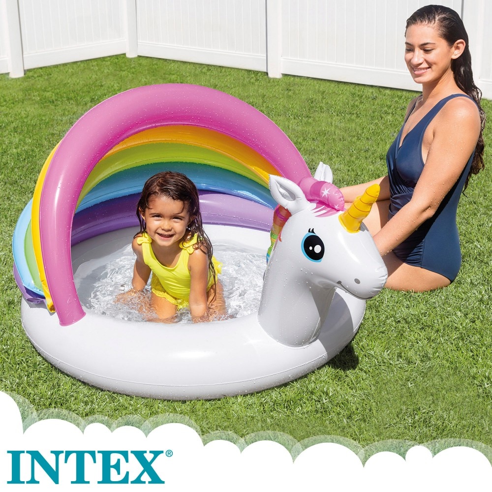 Piscina Insuflável para Bebé com Toldo Unicórnio 3