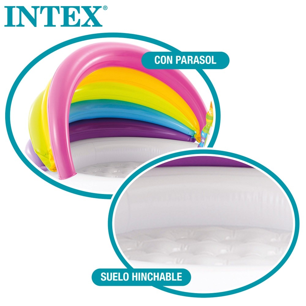 Piscina Insuflável para Bebé com Toldo Unicórnio 4