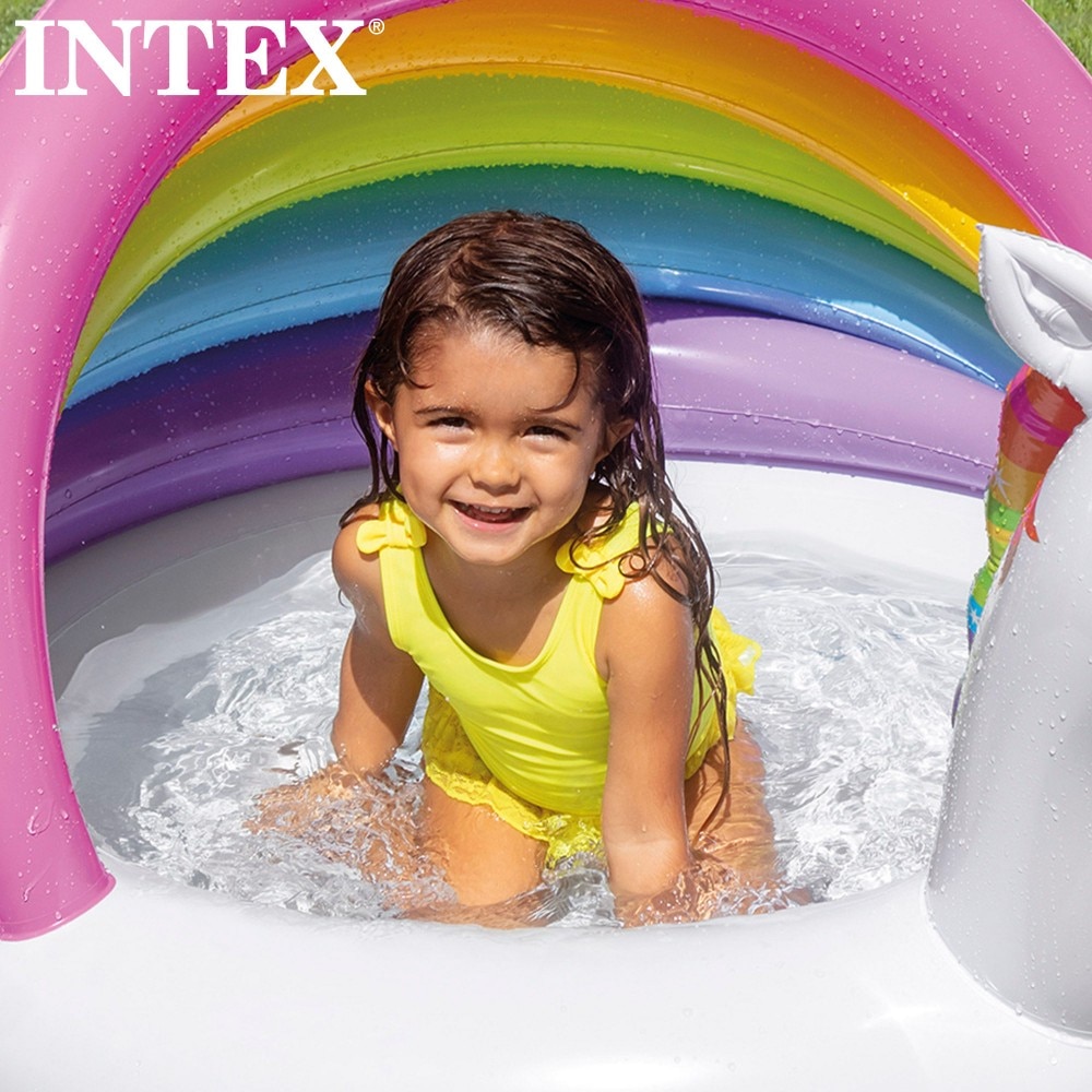 Piscina Insuflável para Bebé com Toldo Unicórnio 5