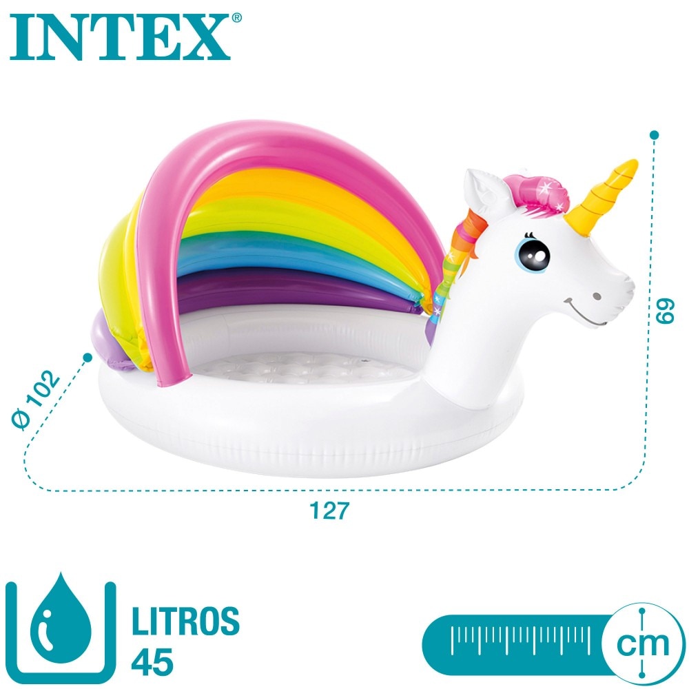Piscina Insuflável para Bebé com Toldo Unicórnio 7