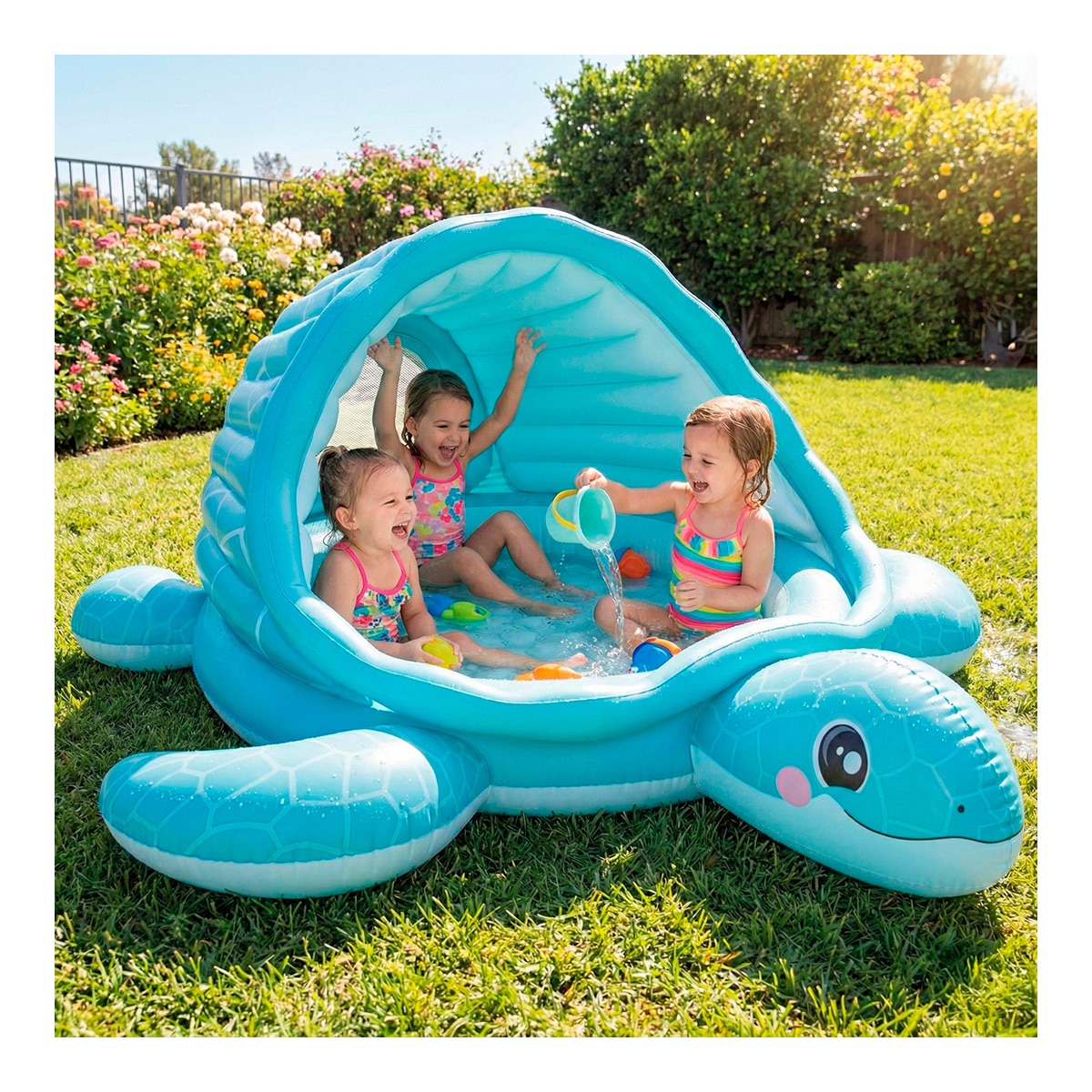 Parque Tortuga Hinchable con 100 pelotas de colores Intex 2