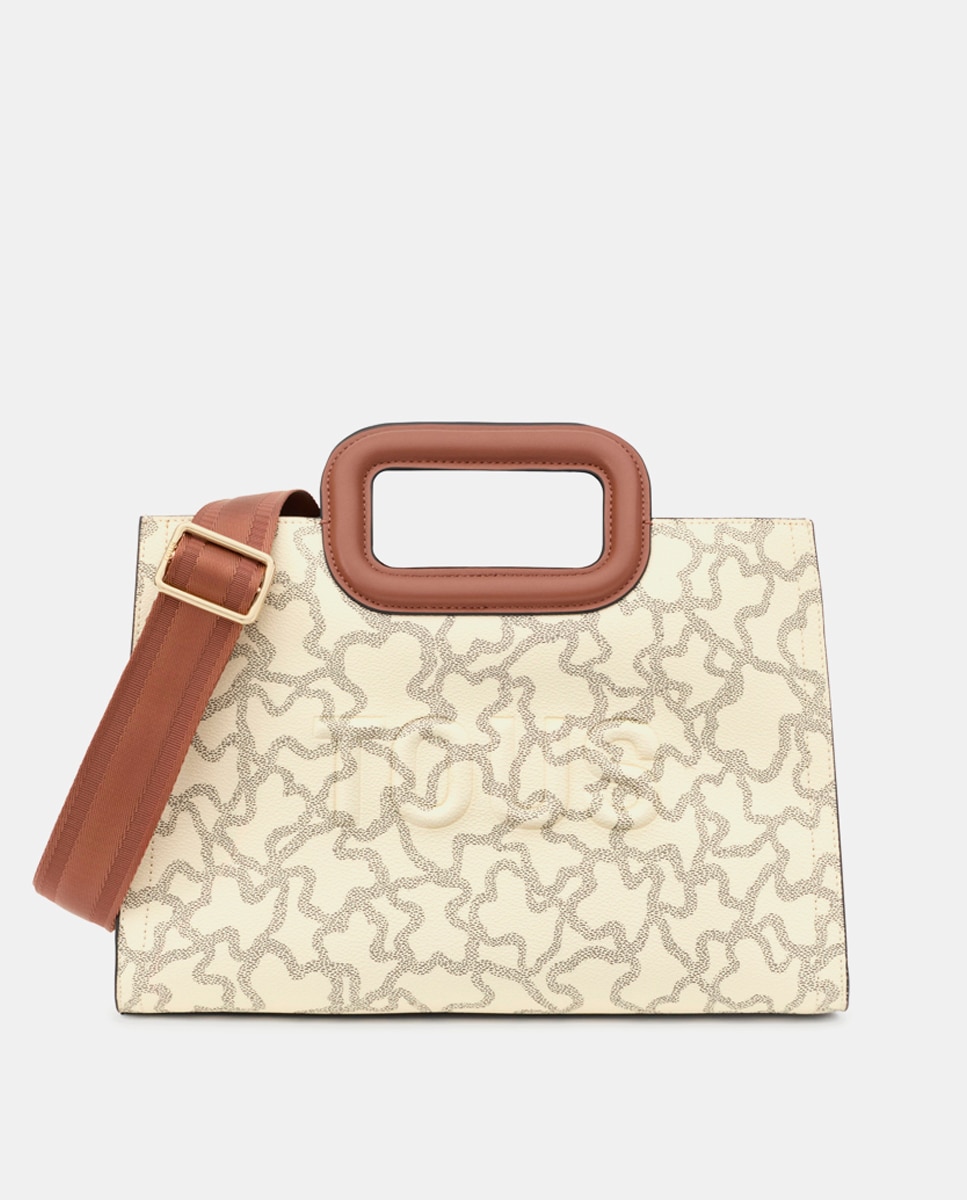 Imagem 0 de Mala Shopper Média Estampada com Alça Dupla - Bege
