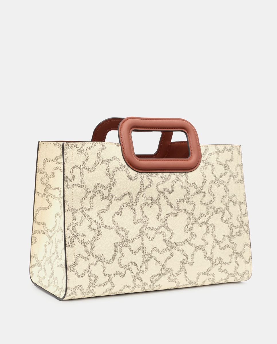 Mala Shopper Média Estampada com Alça Dupla - Bege Bege-2