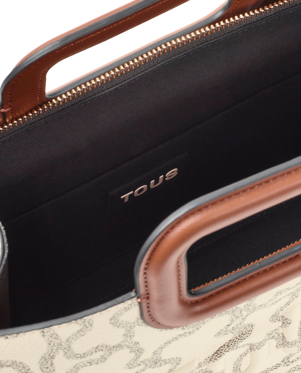 Mala Shopper Média Estampada com Alça Dupla - Bege Bege-3