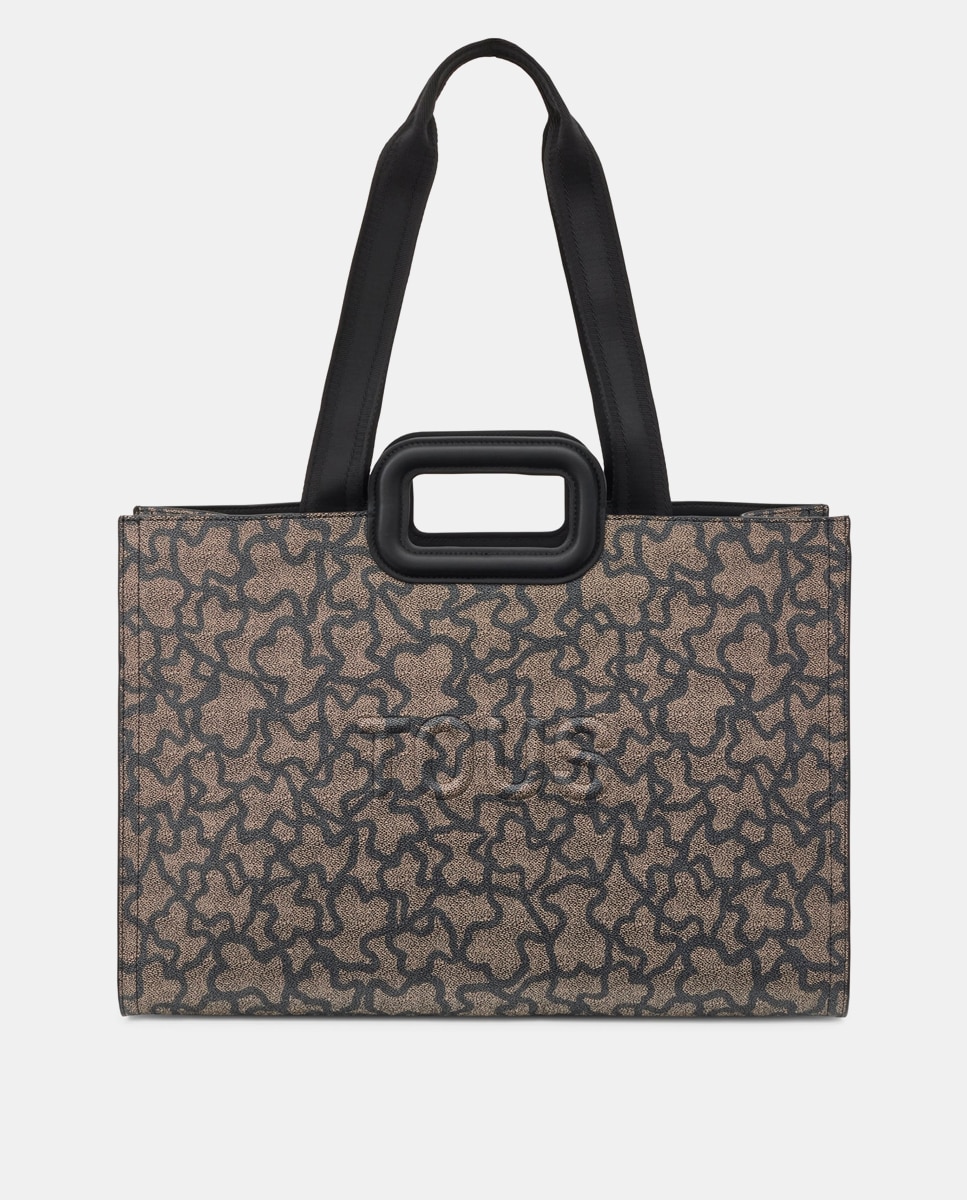 Mala Shopper Grande Estampada com Alça Dupla - Preto Preto-1
