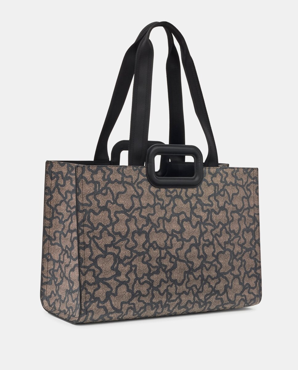 Mala Shopper Grande Estampada com Alça Dupla - Preto Preto-2