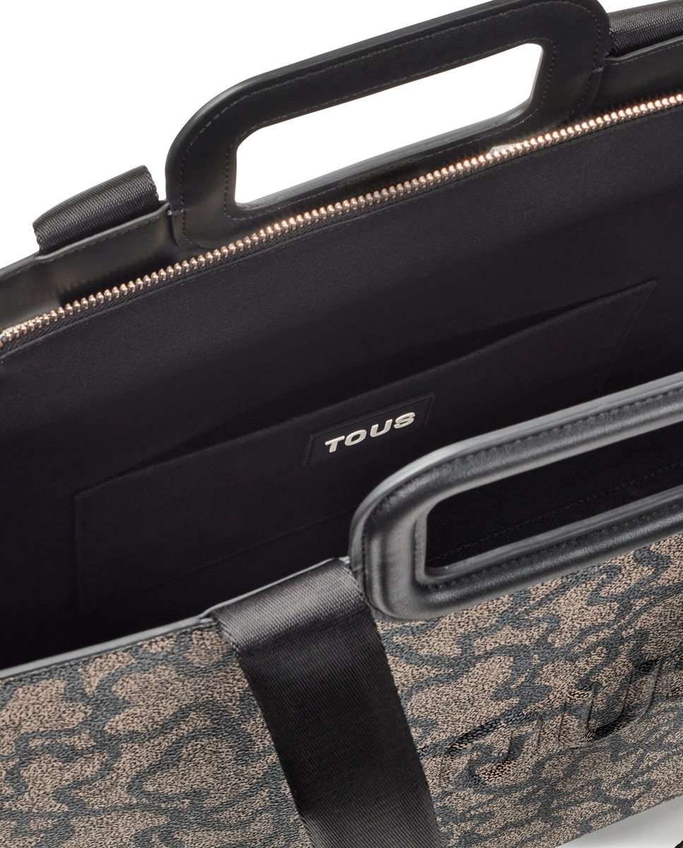 Mala Shopper Grande Estampada com Alça Dupla - Preto Preto-3