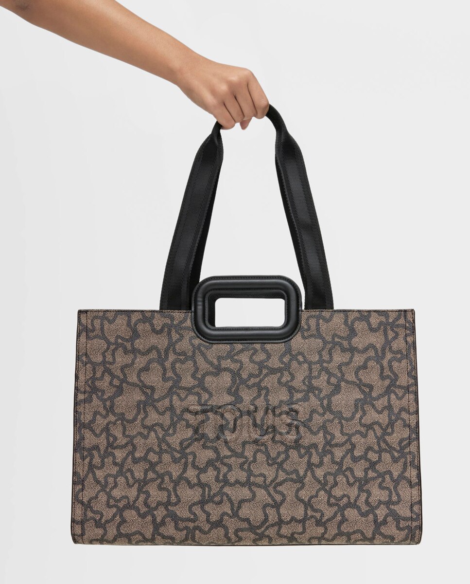 Mala Shopper Grande Estampada com Alça Dupla - Preto Preto-4