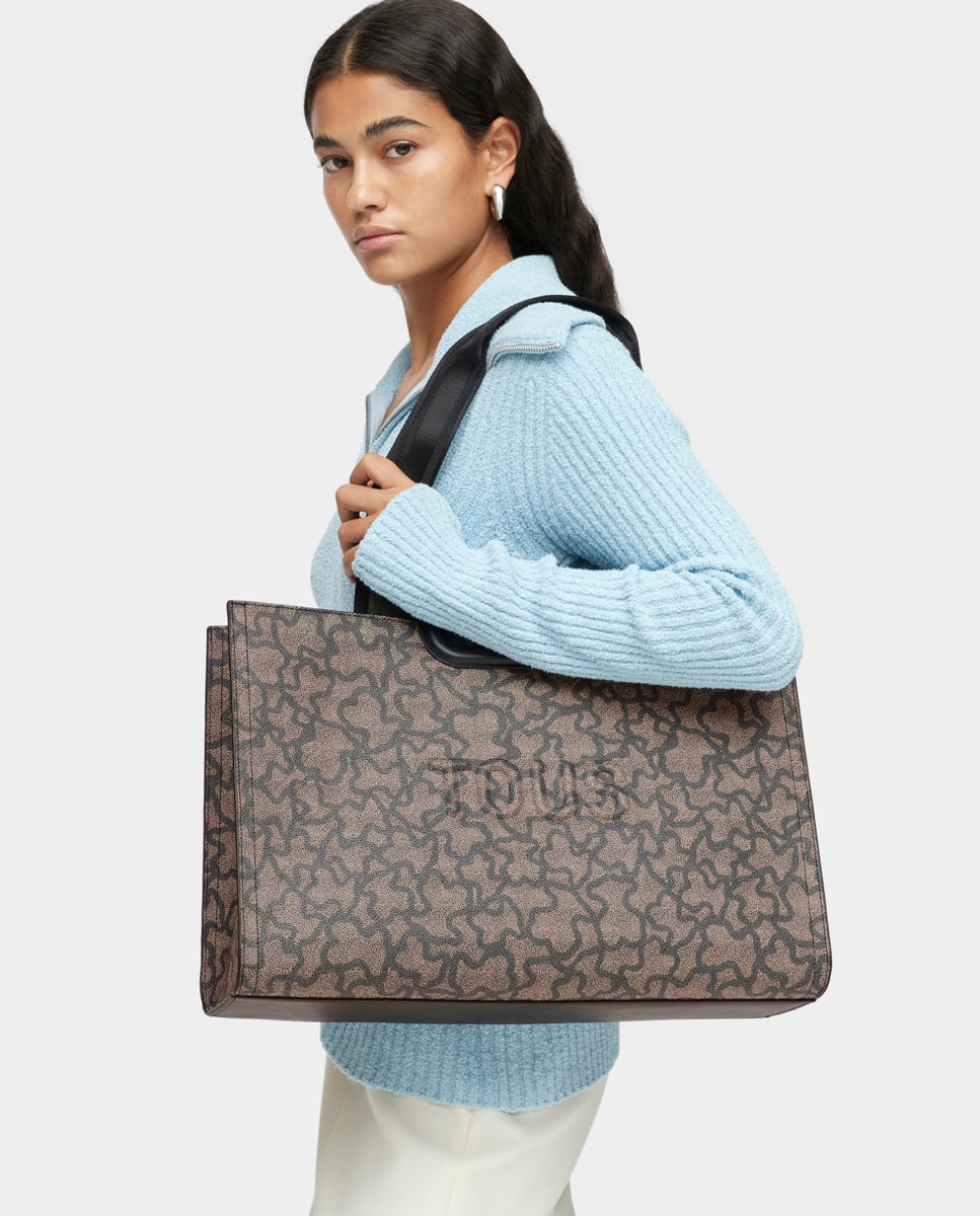 Mala Shopper Grande Estampada com Alça Dupla - Preto Preto-6