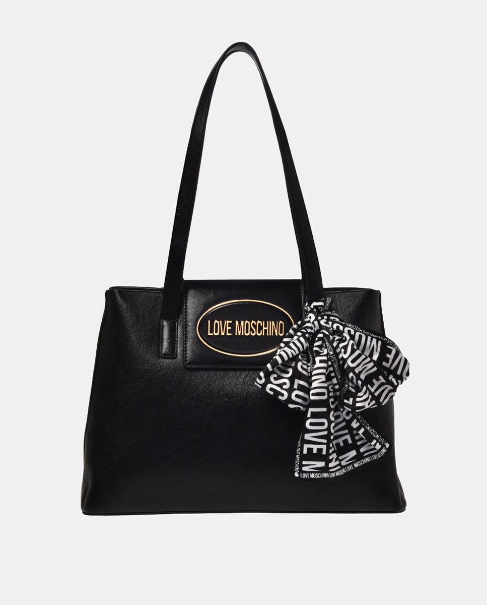 Mala de Ombro com Lenço e Fecho de Correr - Preto Preto-1