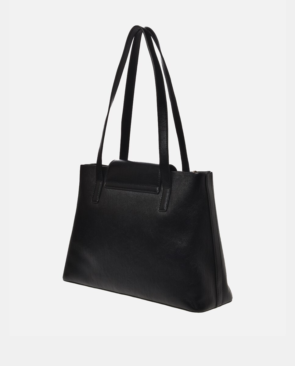 Mala de Ombro com Lenço e Fecho de Correr - Preto Preto-2