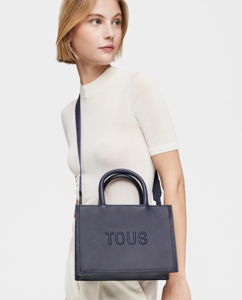 Mala Shopper M Amaya Brenda com Detalhe da Marca Azul-marinho-2