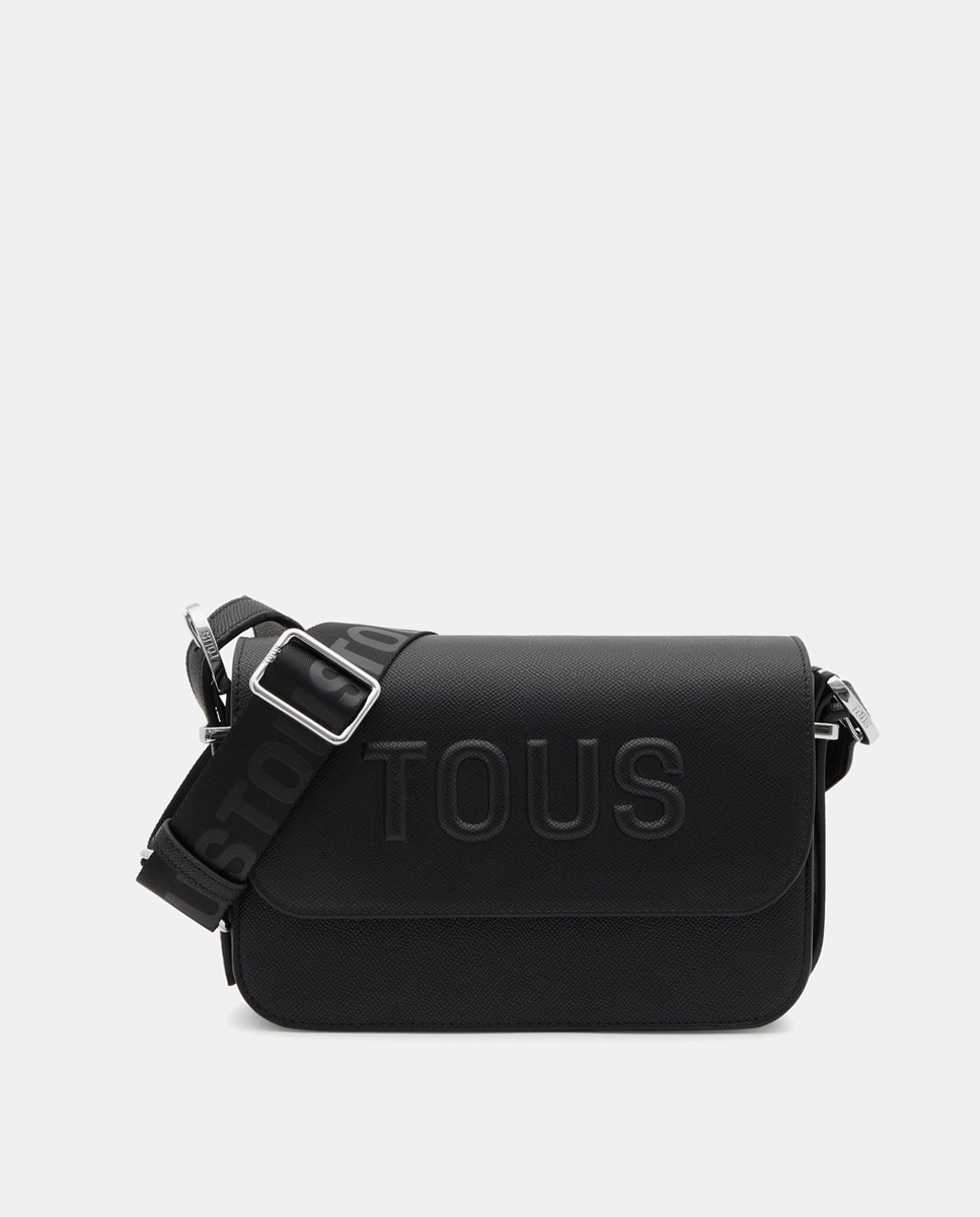 Bolso bandolera mediano con cierre de botón imantado y solapa. - Tous - Negro Negro-1