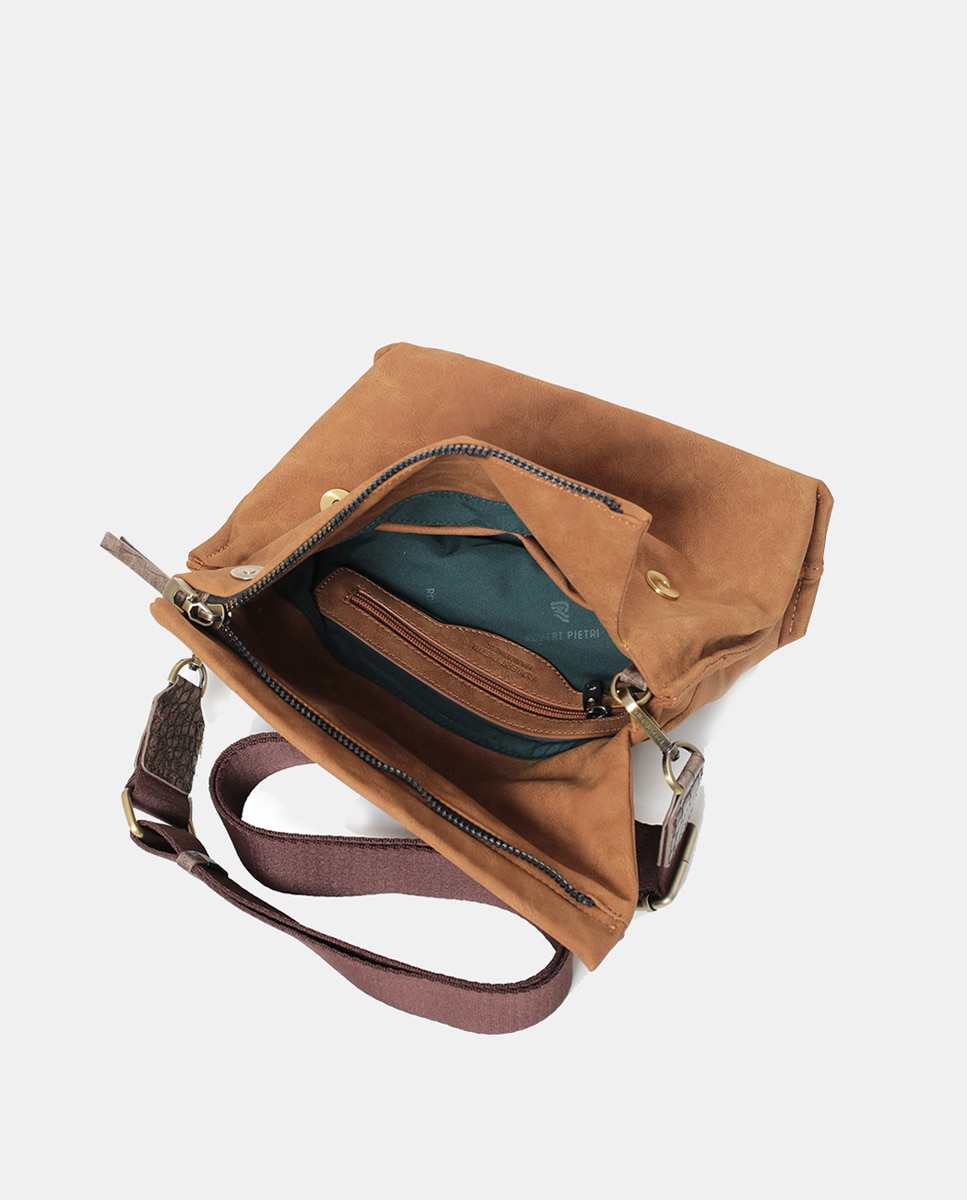 Mala a Tiracolo em PU, Camurça e Efeito Croco Camel-4