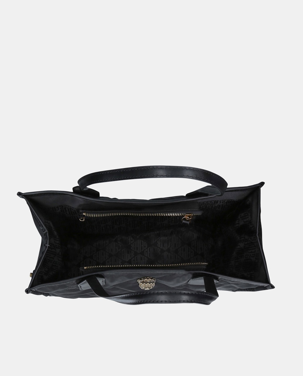 Mala Shopper Acolchoada com Fecho de Correr e em Nylon - Preto Preto-7