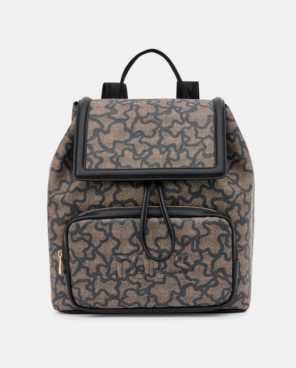Mochila Estampada com Aba e Botão Magnético - Preto Preto-1