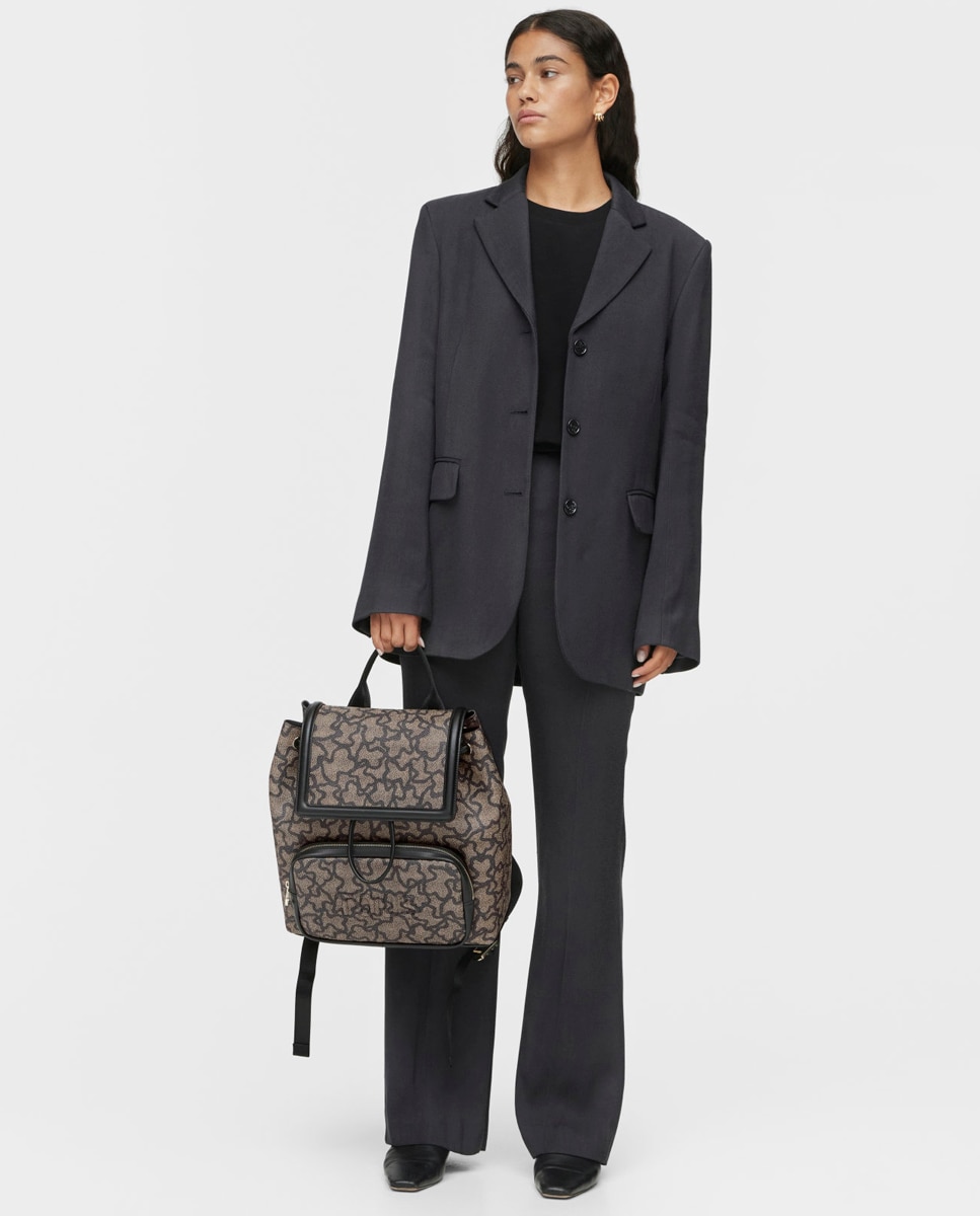 Mochila Estampada com Aba e Botão Magnético - Preto Preto-5