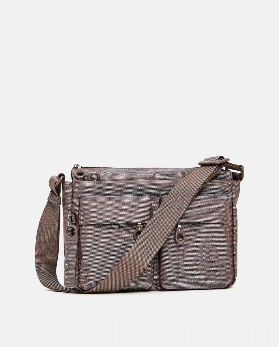 Mala a Tiracolo Média com Dois Bolsos - Castanho-Claro Castanho-claro-1