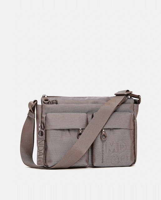 Imagem 0 de Mala a Tiracolo Média com Dois Bolsos - Castanho-Claro