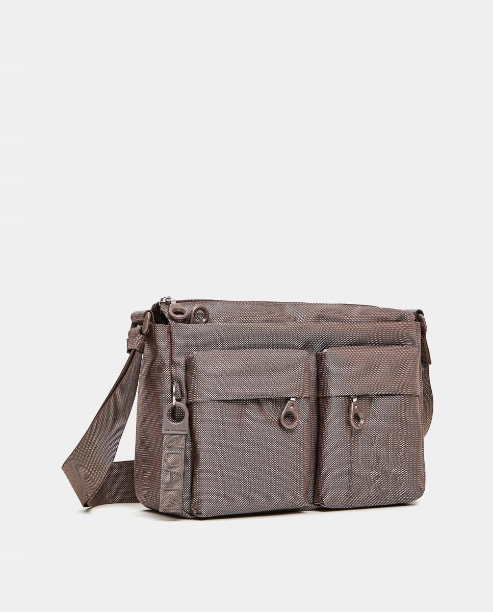 Mala a Tiracolo Média com Dois Bolsos - Castanho-Claro Castanho-claro-2