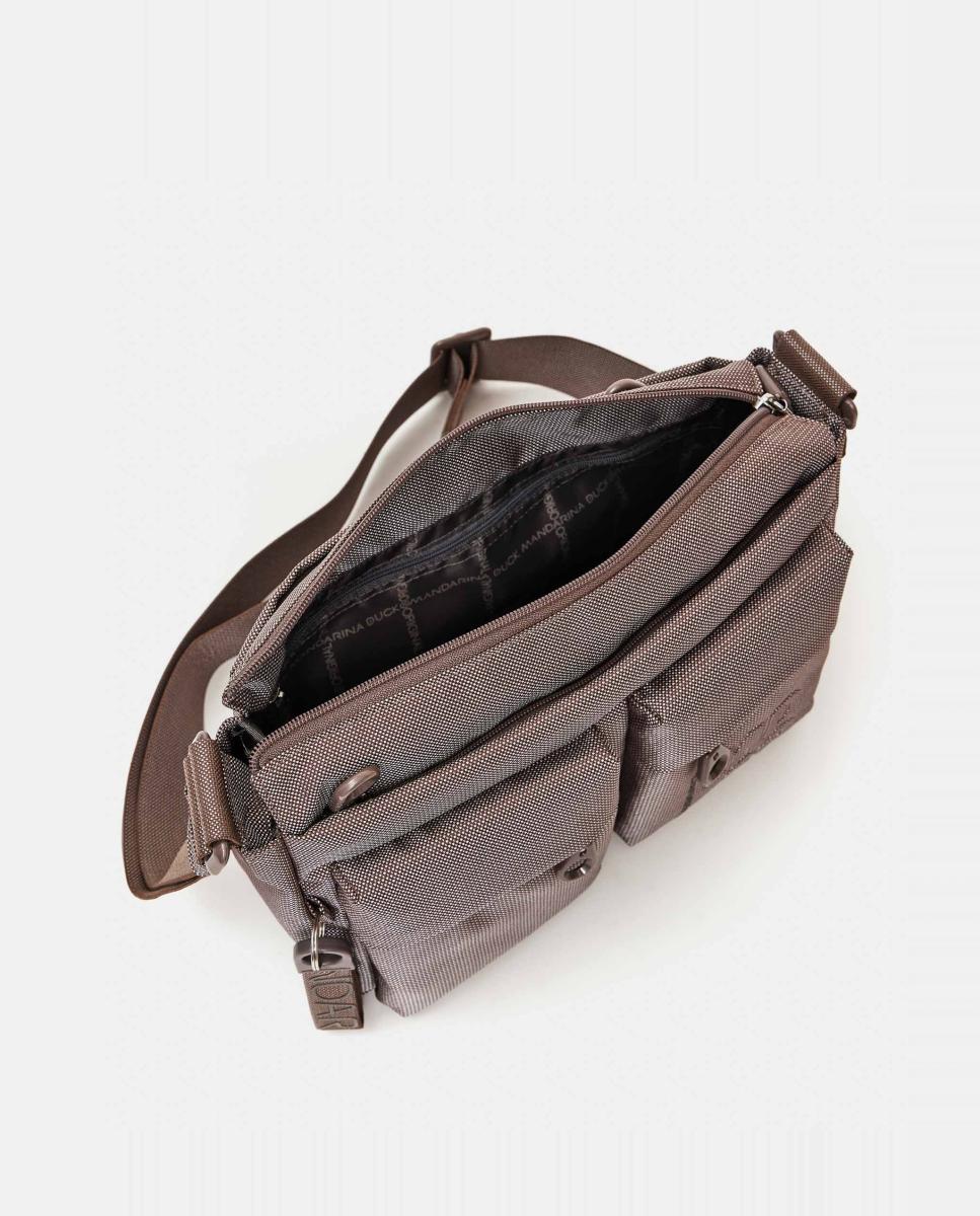 Mala a Tiracolo Média com Dois Bolsos - Castanho-Claro Castanho-claro-4