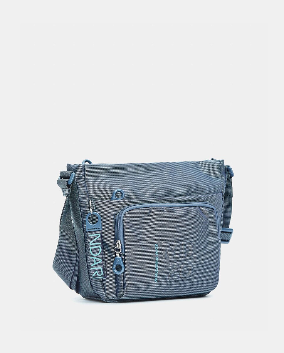 Mala a Tiracolo Média com Vários Bolsos Azul-2