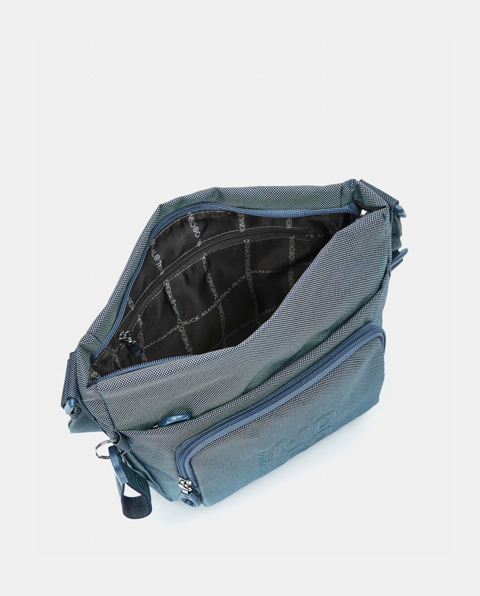 Mala a Tiracolo Média com Vários Bolsos Azul-4