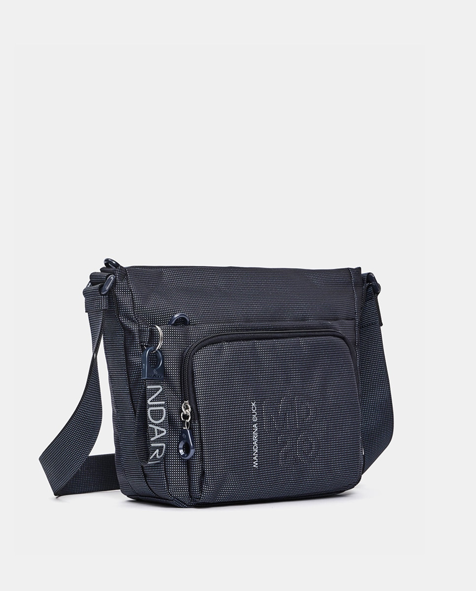 Mala a Tiracolo Média com Vários Bolsos Azul-6
