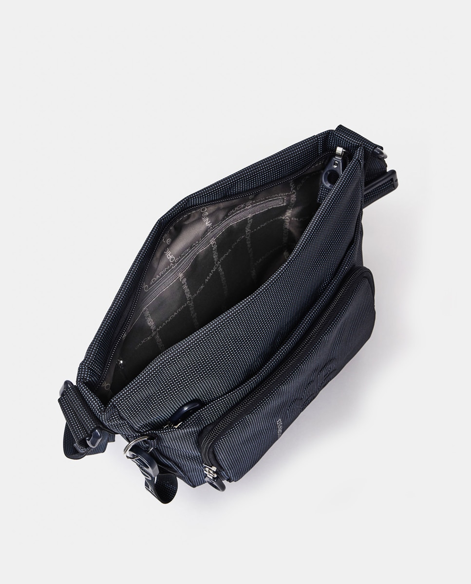 Mala a Tiracolo Média com Vários Bolsos Azul-8