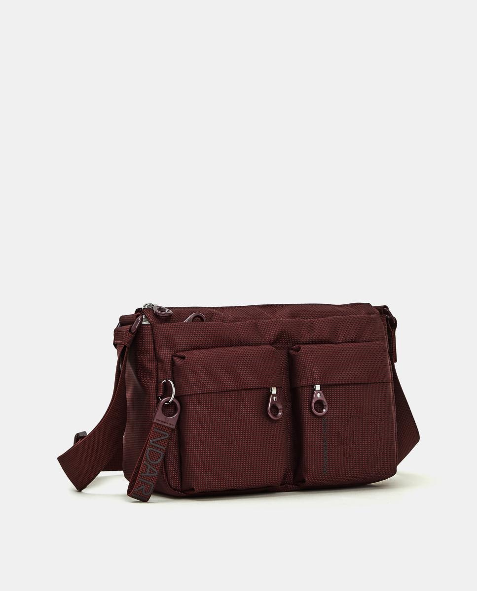 Mala a Tiracolo em Tecido Multibolsos Grená-2