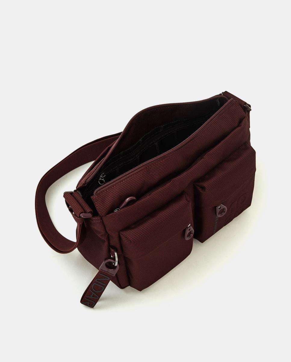 Mala a Tiracolo em Tecido Multibolsos Grená-4