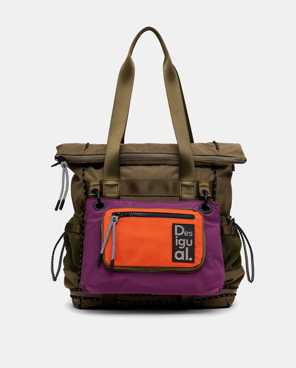 Mochila Grande Multiposições de Nylon Verde-escuro-1