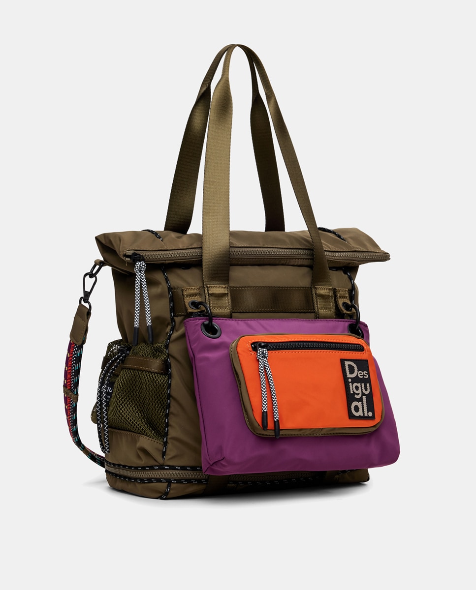 Mochila Grande Multiposições de Nylon Verde-escuro-2