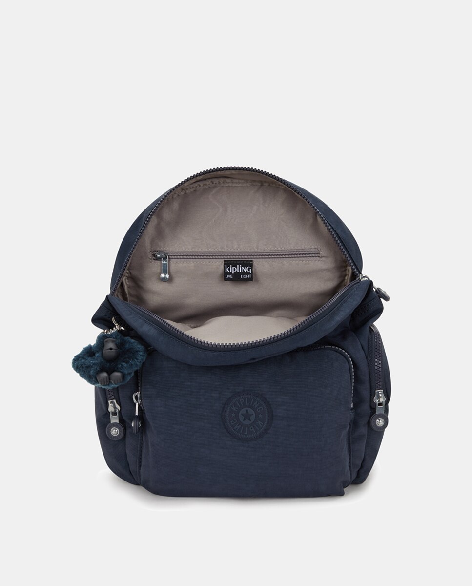 Mochila pequeña con bolsillos y correas ajustables - Kipling - Beige Azul marino-5