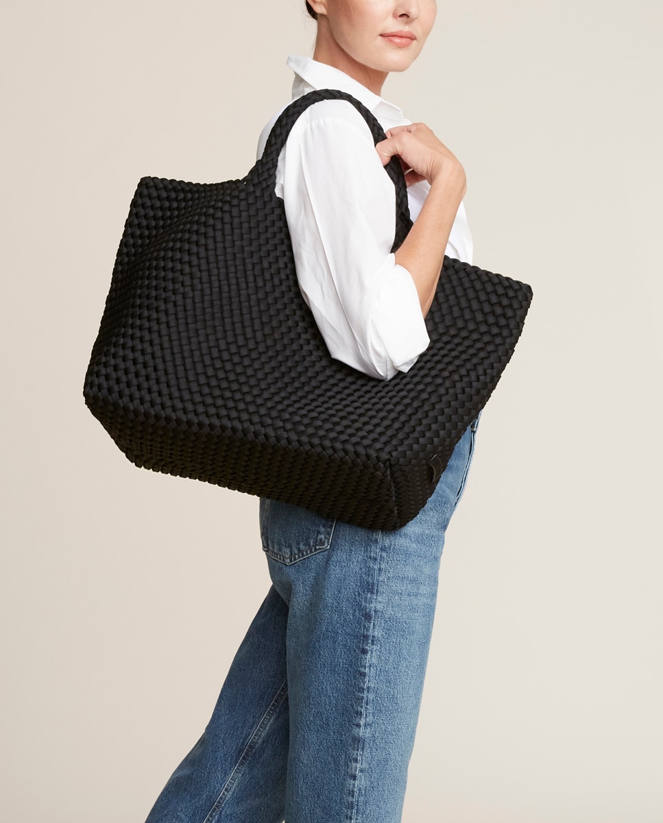Mala Tipo Tote Grande Entrançada com Organizador a Condizer Preto-2