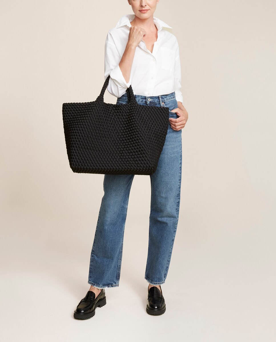 Mala Tipo Tote Grande Entrançada com Organizador a Condizer Preto-3