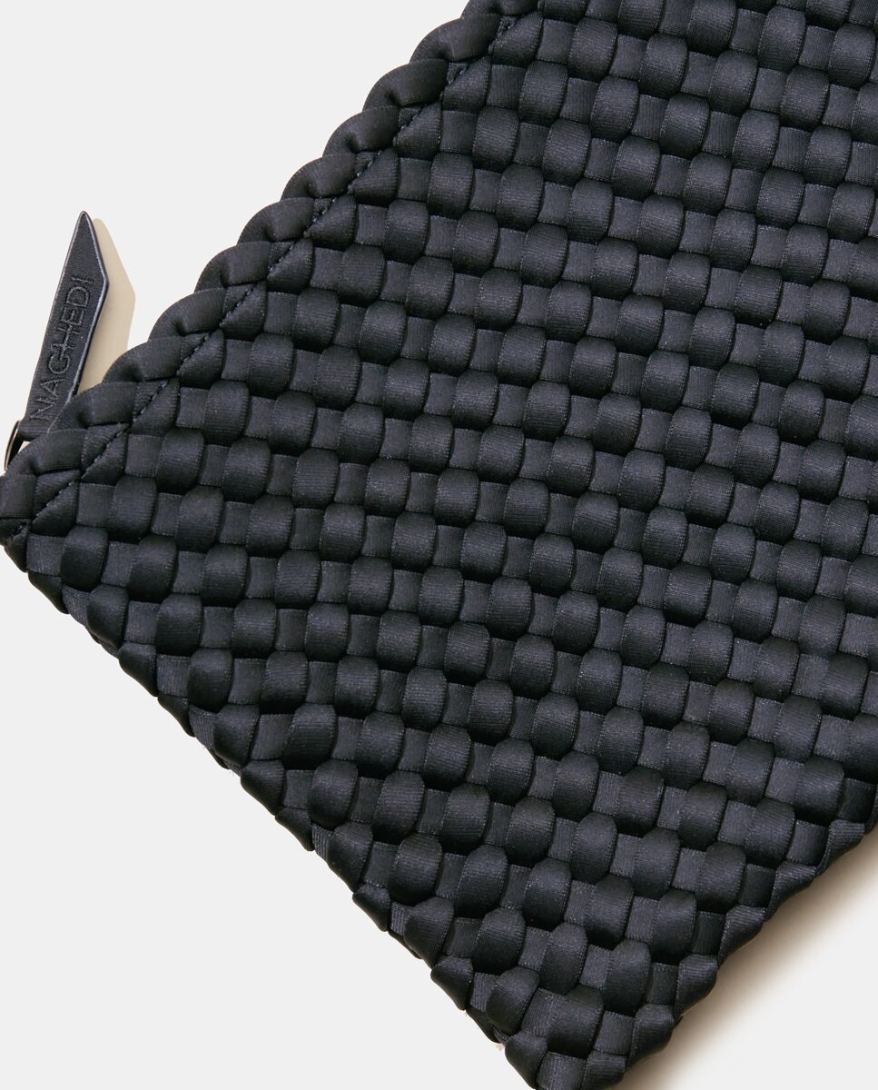 Mala Tipo Tote Grande Entrançada com Organizador a Condizer Preto-5