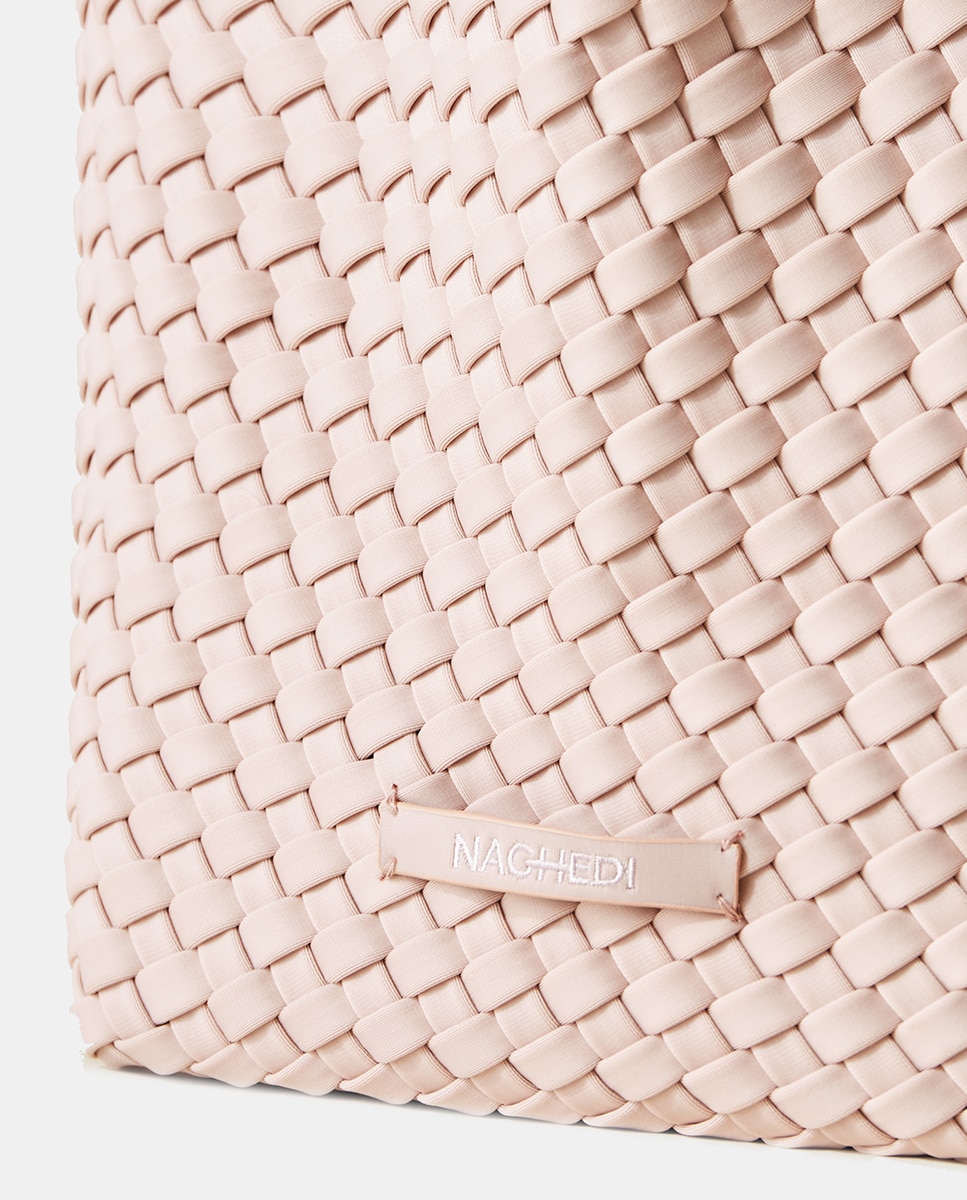 Mala Tipo Tote Média Entrançada Rosa-2