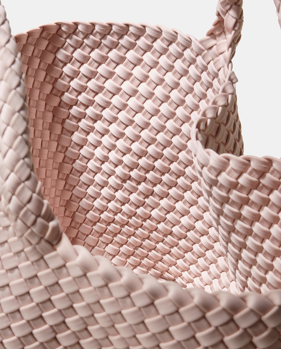 Mala Tipo Tote Média Entrançada Rosa-4