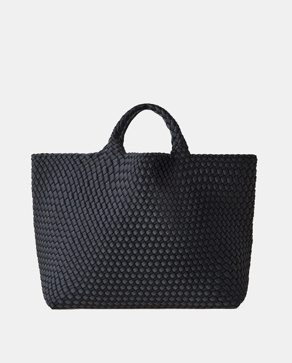 Imagen 0 de Tote grande trenzado con organizador a tono Negro