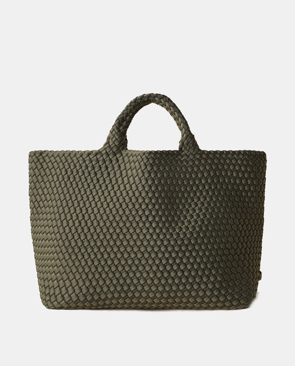 Mala Tipo Tote Grande Entrançada Modelo St Barths Verde-1