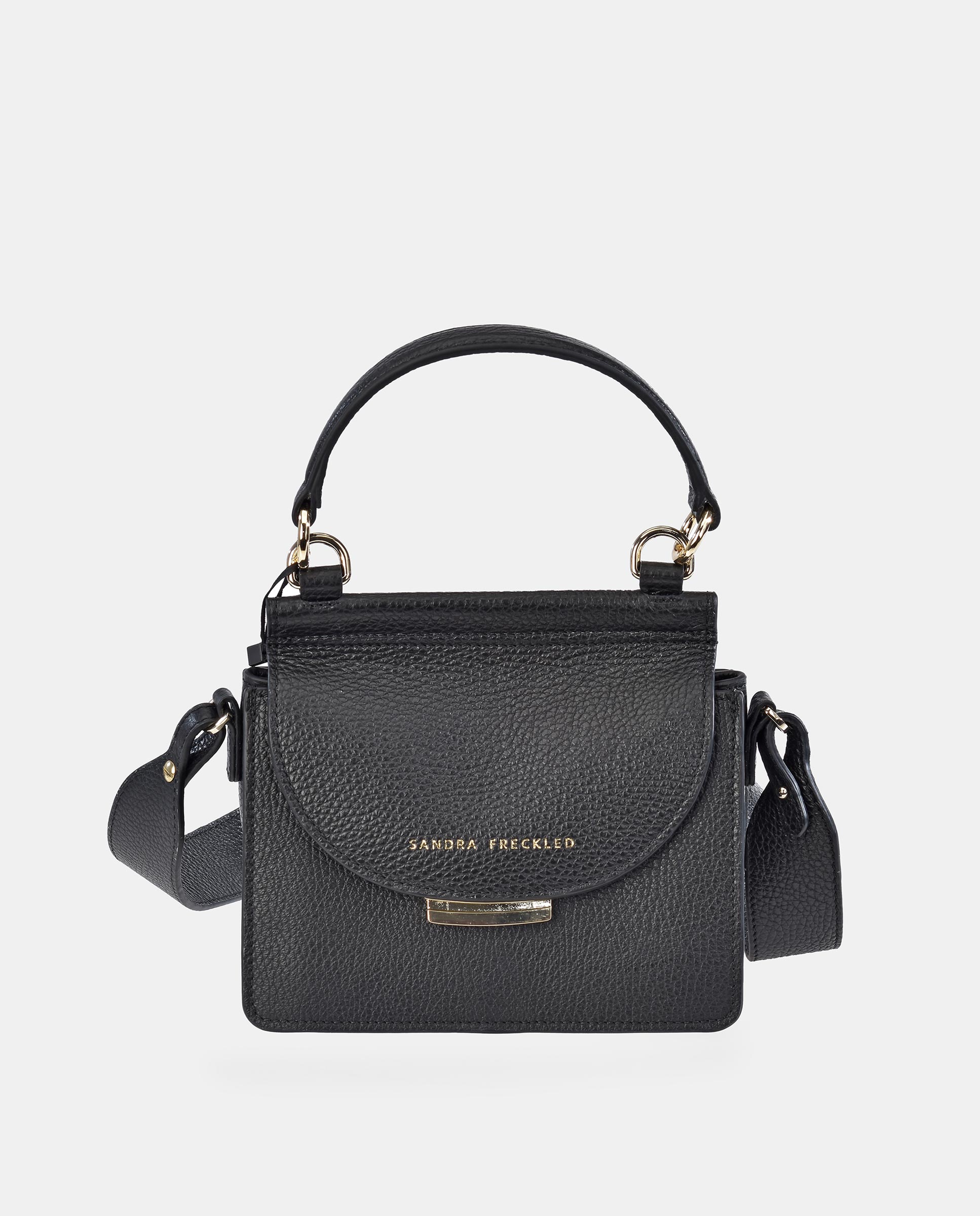 Bandolera mini en piel con detalle de la marca - Sandra Freckled - Negro Negro-1