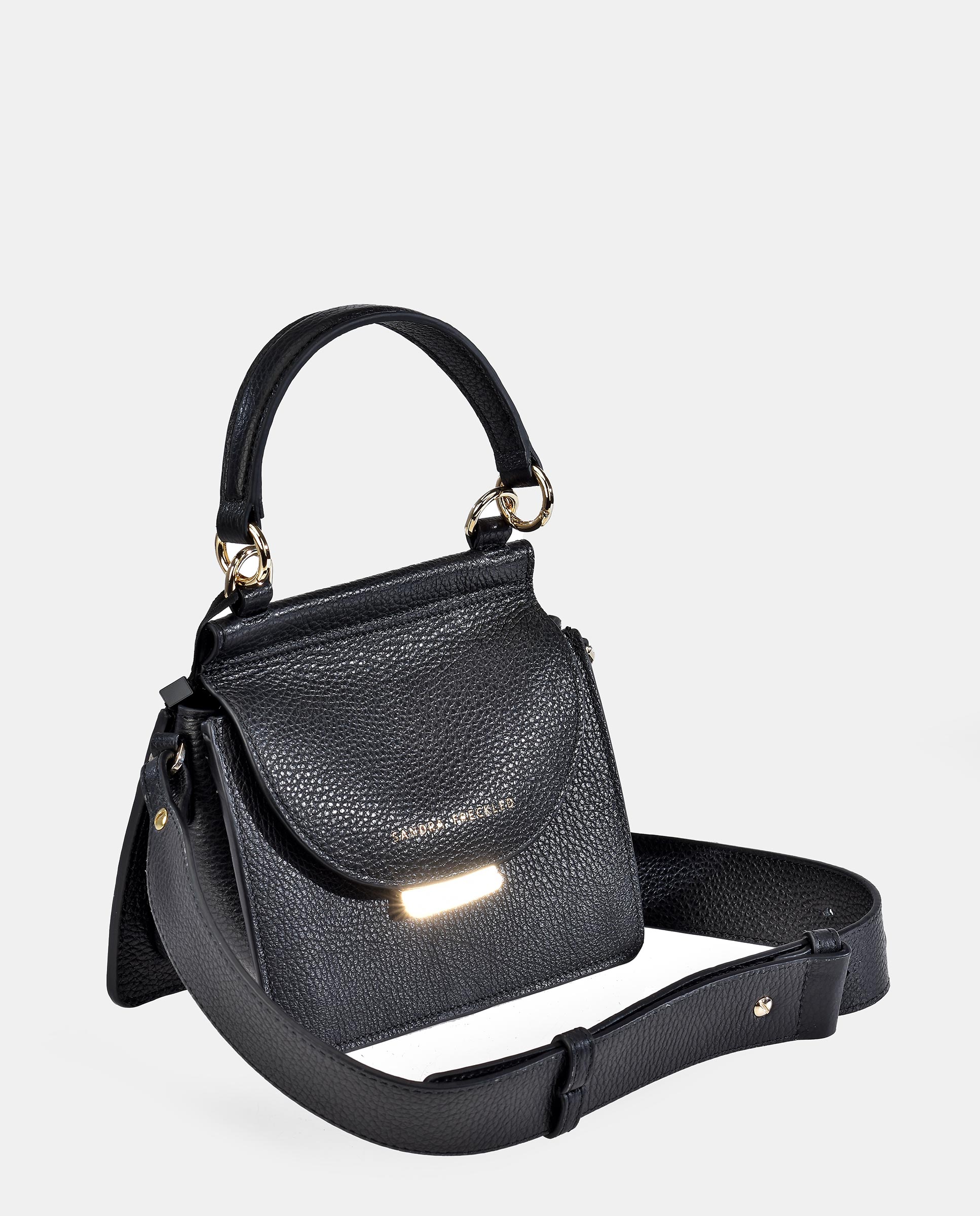 Bandolera mini en piel con detalle de la marca - Sandra Freckled - Negro Negro-2