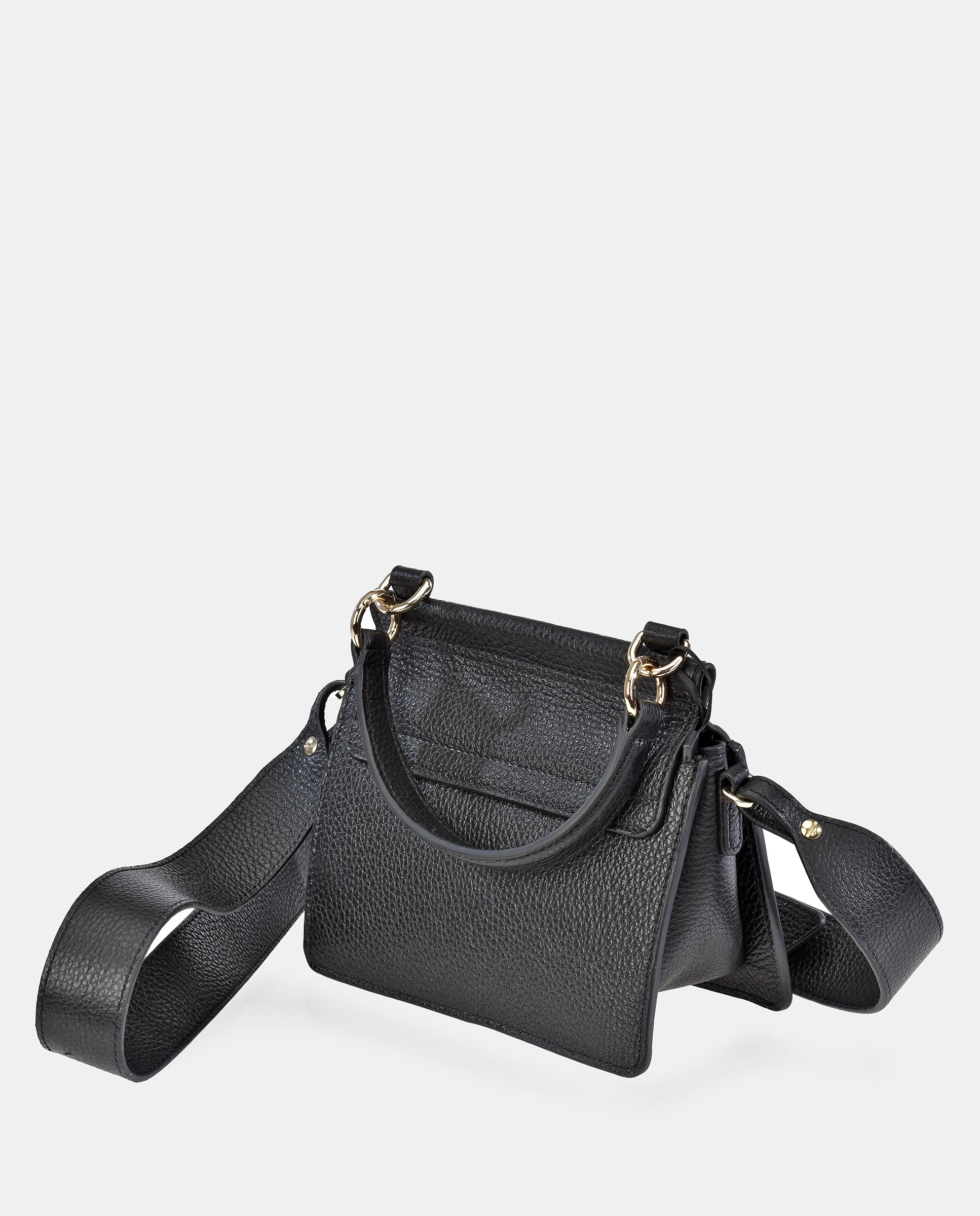 Bandolera mini en piel con detalle de la marca - Sandra Freckled - Negro Negro-3