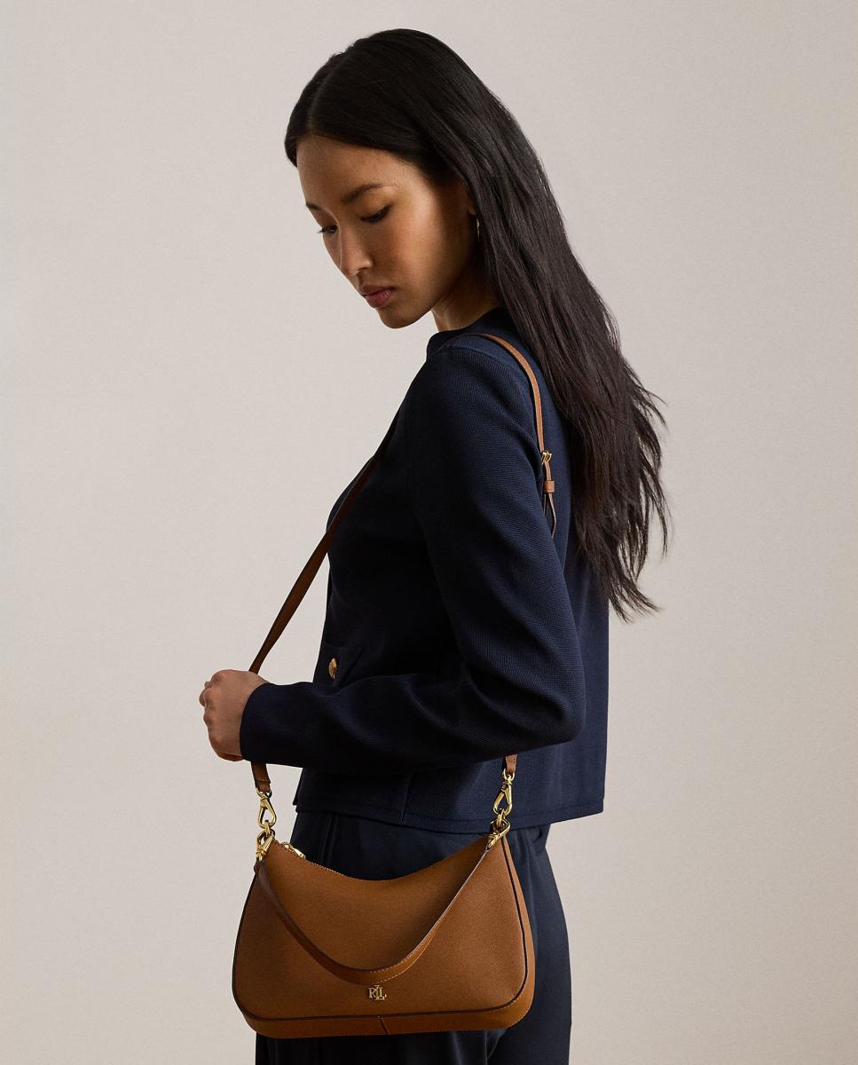 Mala Hobo Média Danni com Logótipo Metálico e em Pele - Camel Camel-9