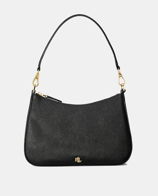 Imagen 0 de Hobo mediano Danni de piel en negro con logo metálico